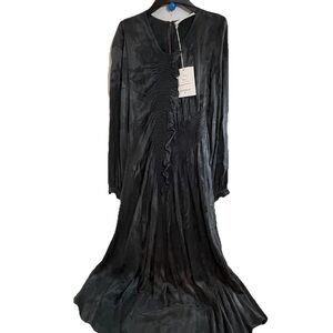 Beatrice B Black Asymmetrical Raunch Front Long Sleeve Dress NWT Size XXS